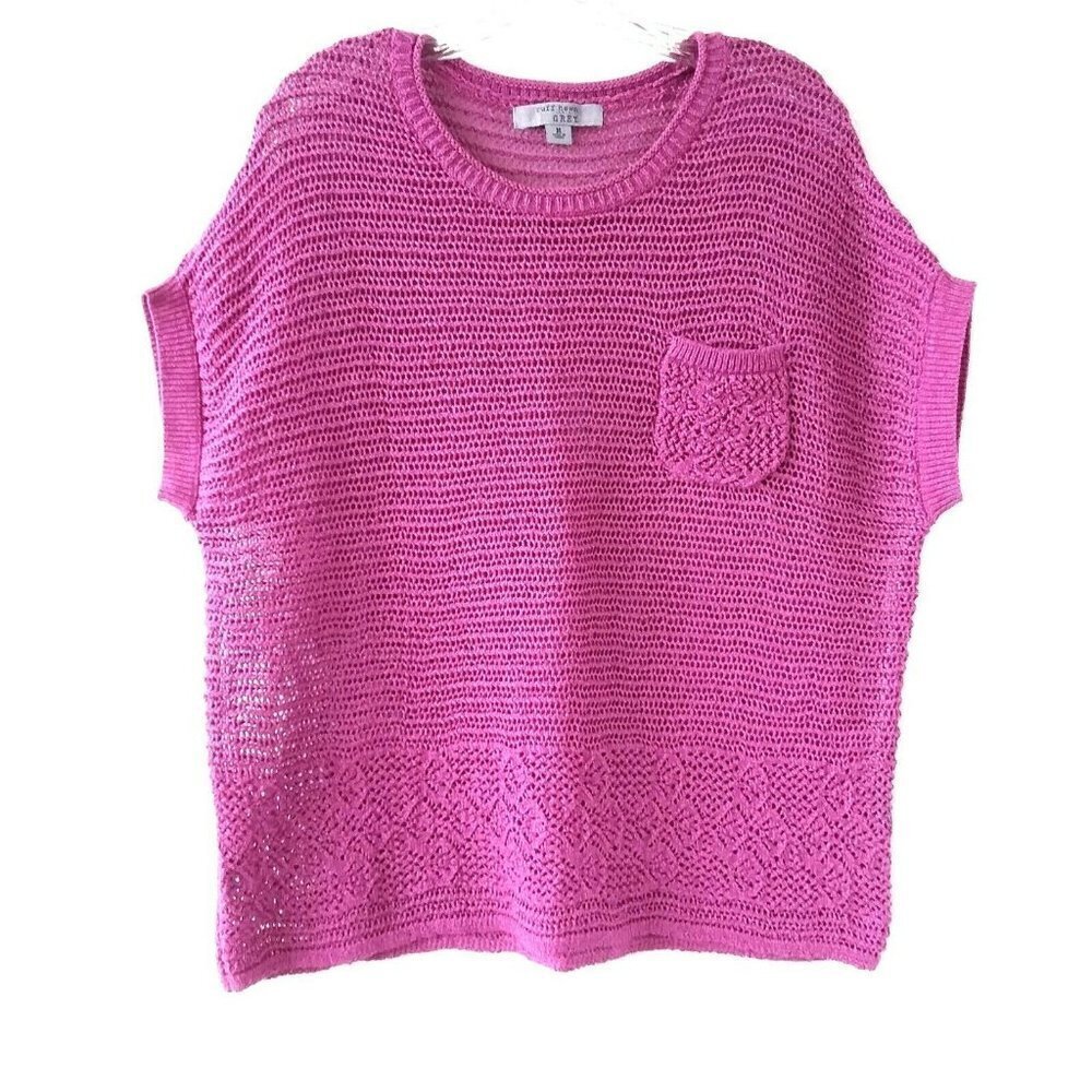 Ruff Hewn Grey Open Knit Purple Sweater